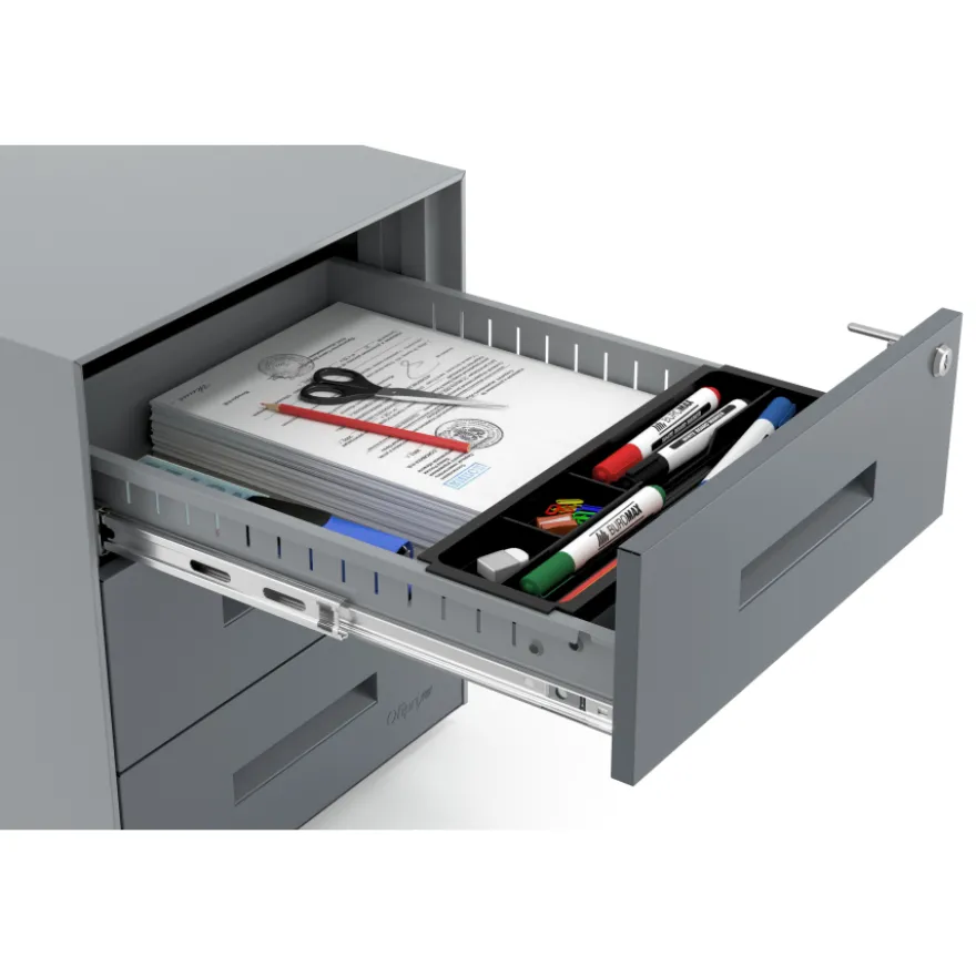 Cassettiera da ufficio Block, 3 cassetti, struttura in alluminio, frontali in metallo