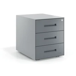 Cassettiera da ufficio Block, 3 cassetti, struttura in alluminio, frontali in metallo