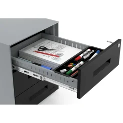 Cassettiera da ufficio Block, 3 cassetti, struttura in alluminio, frontali in metallo