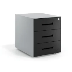 Cassettiera da ufficio Block, 3 cassetti, struttura in alluminio, frontali in metallo