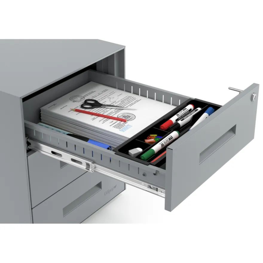 Cassettiera da ufficio Block, 3 cassetti, struttura in alluminio, frontali in metallo