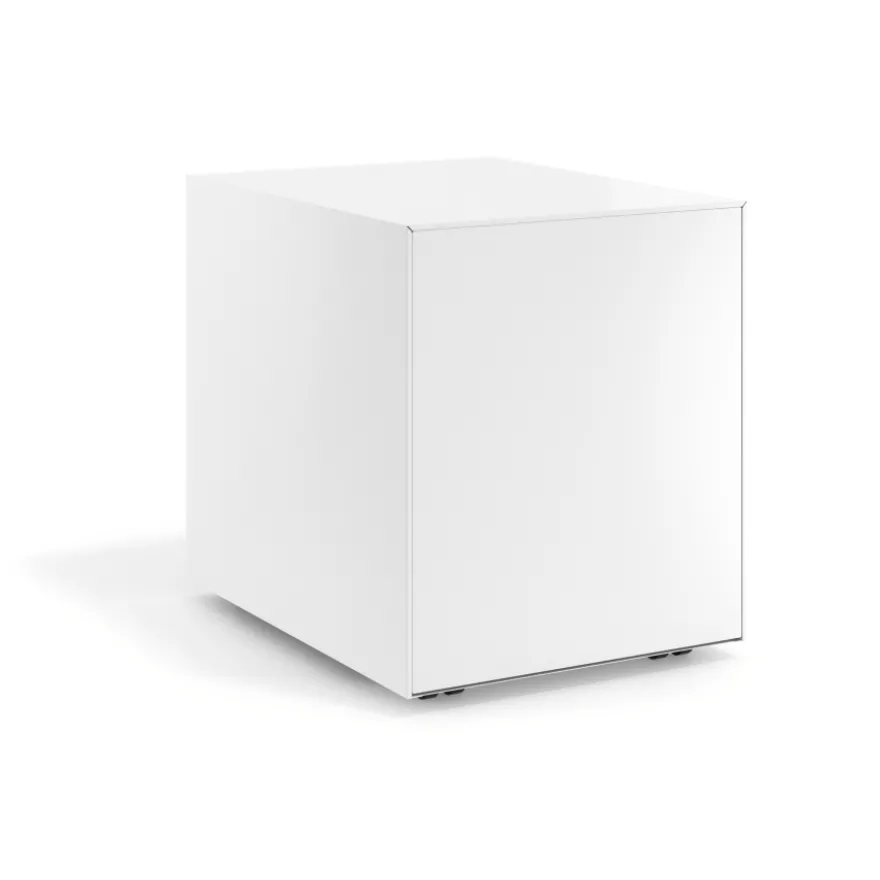 Cassettiera ufficio Block, 3 cassetti, struttura bianca, frontali in metallo