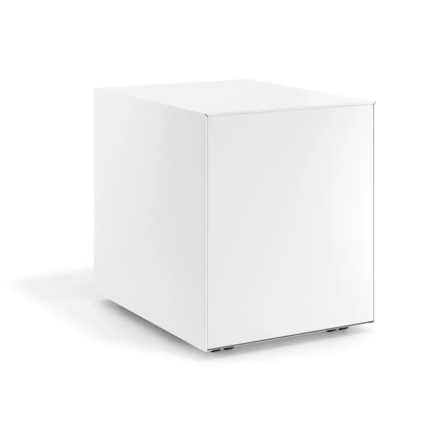 Cassettiera ufficio Block, 3 cassetti, struttura bianca, frontali in metallo