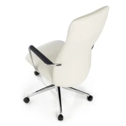 Poltrona da Ufficio Belfast, braccioli alluminio, ecopelle