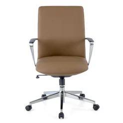 Poltrona da Ufficio Belfast con schienale basso, braccioli alluminio, ecopelle