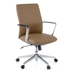 Poltrona da Ufficio Belfast con schienale basso, braccioli alluminio, ecopelle