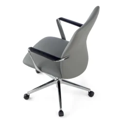 Poltrona da Ufficio Belfast con schienale basso, braccioli alluminio, ecopelle