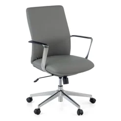 Poltrona da Ufficio Belfast con schienale basso, braccioli alluminio, ecopelle