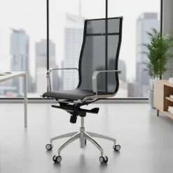 Poltrona da ufficio design Brenton in rete, schienale alto
