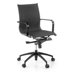 Poltrona da ufficio design Brenton, schienale basso, struttura nera, ecopelle