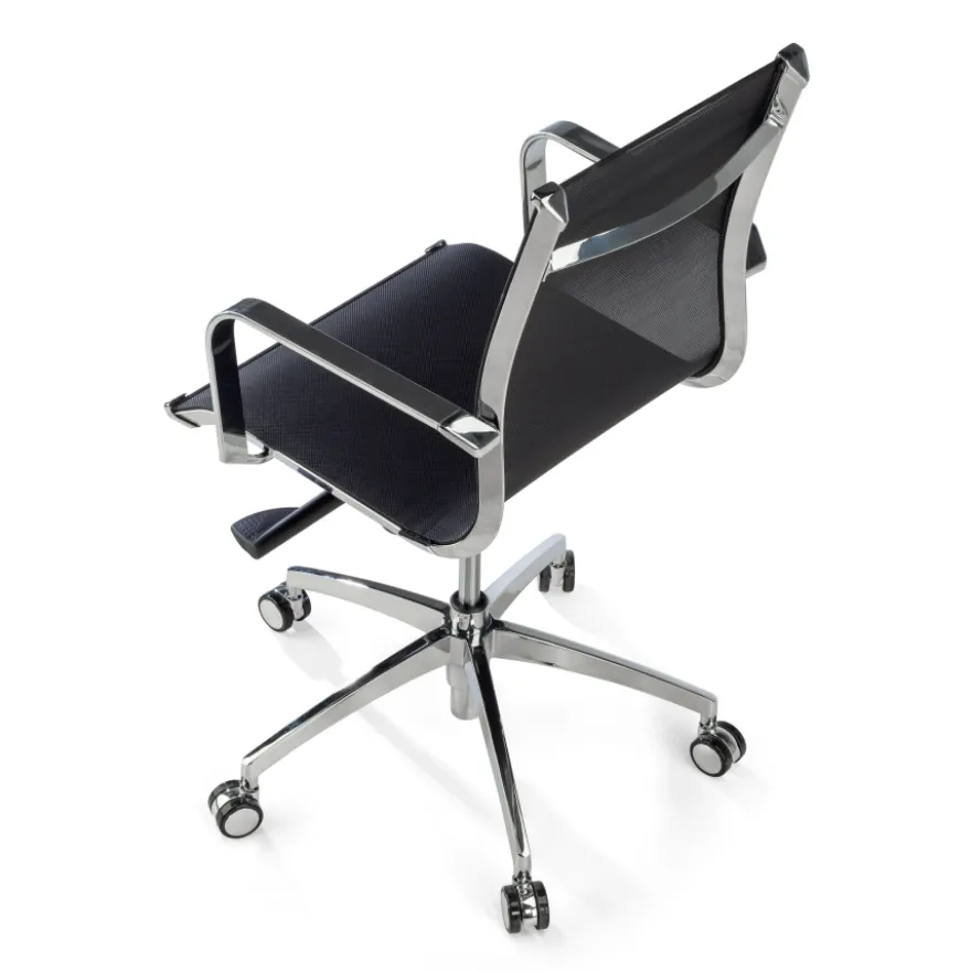 Poltrona da ufficio design Brenton in rete, schienale basso