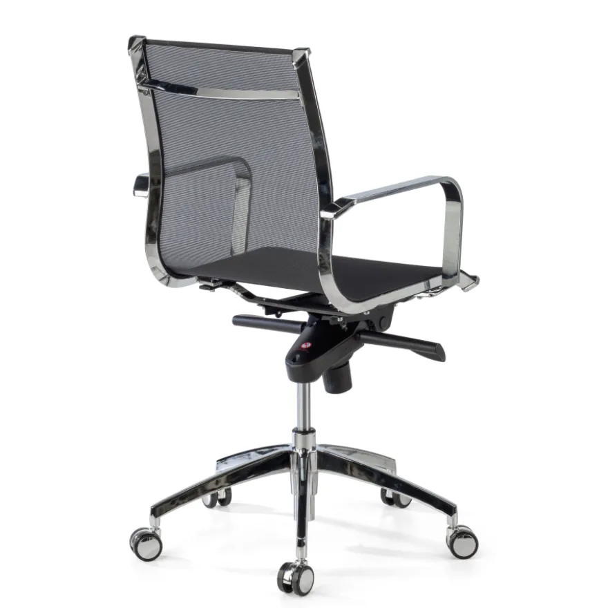 Poltrona da ufficio design Brenton in rete, schienale basso
