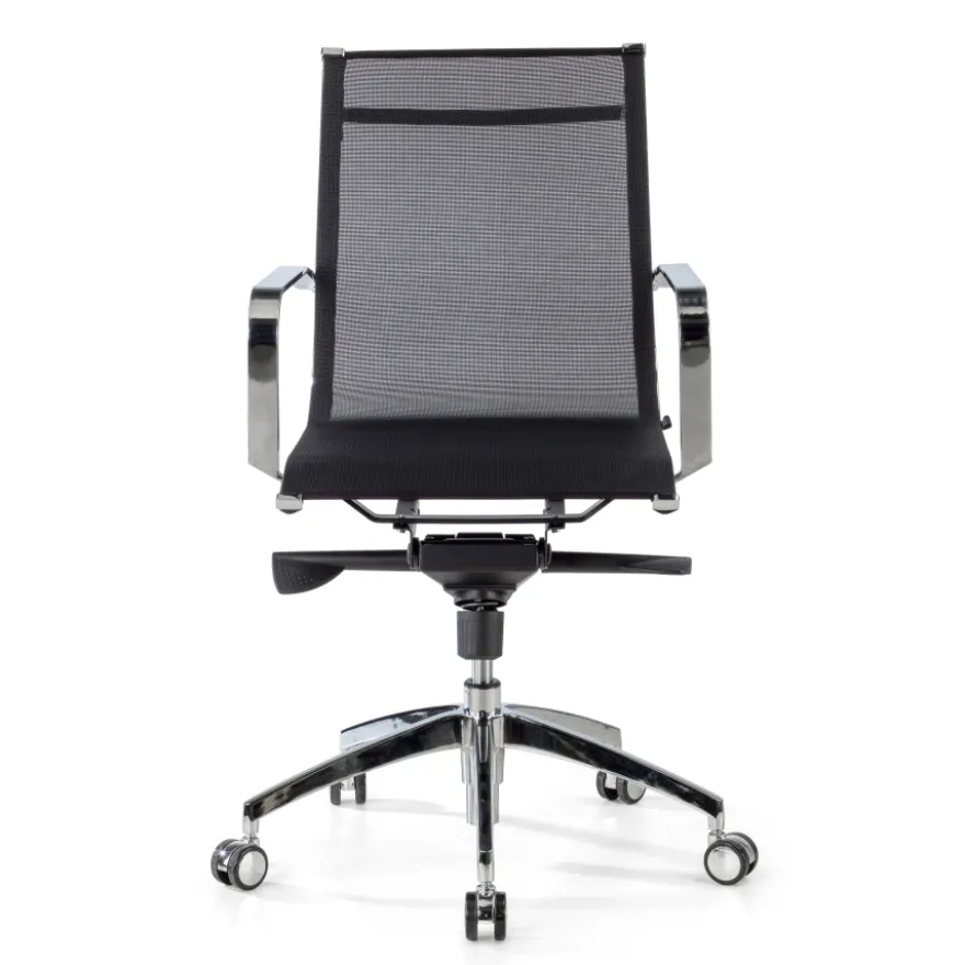 Poltrona da ufficio design Brenton in rete, schienale basso