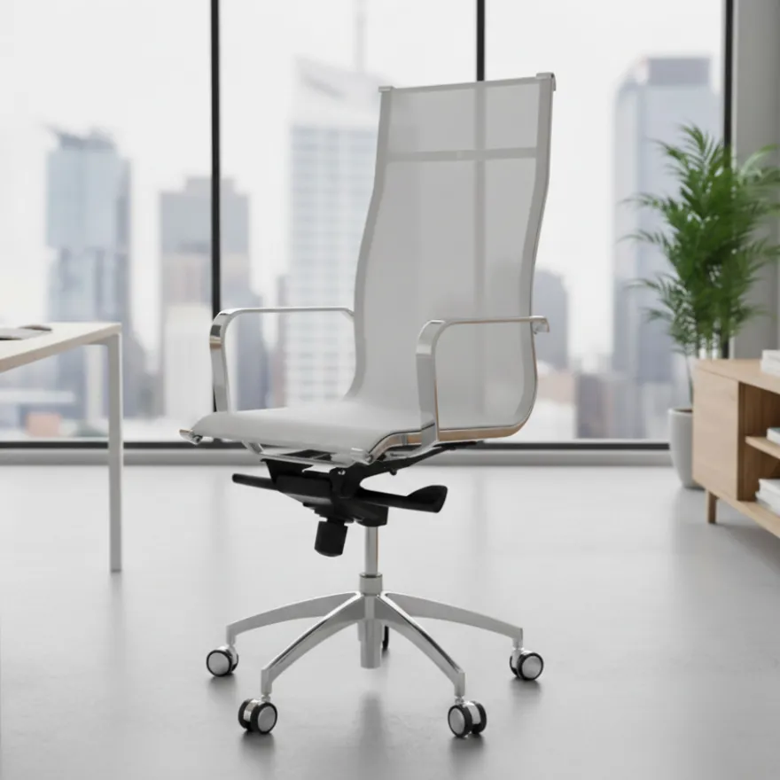 Poltrona da ufficio design Brenton in rete, schienale alto