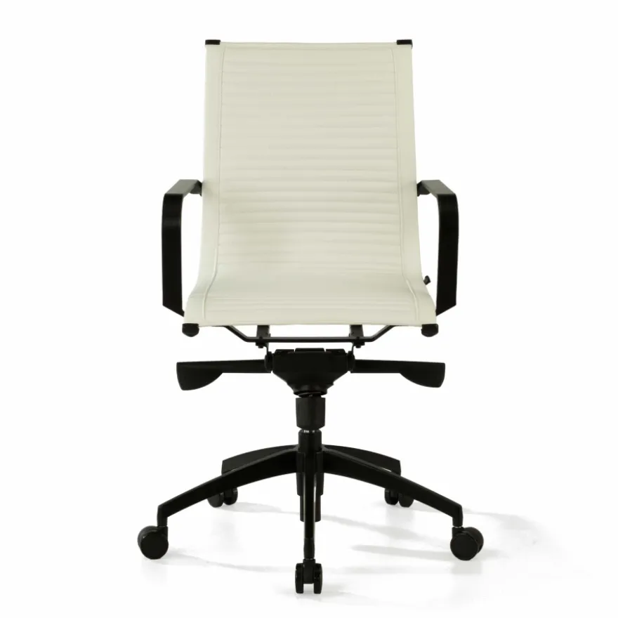 Poltrona da ufficio design Brenton, schienale basso, struttura nera, ecopelle