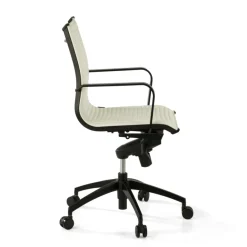 Poltrona da ufficio design Brenton, schienale basso, struttura nera, ecopelle