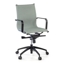 Poltrona da ufficio design Brenton, schienale basso, struttura nera, ecopelle