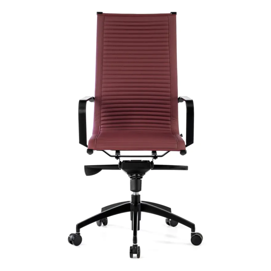 Poltrona da ufficio design Brenton, schienale alto, struttura nera, ecopelle