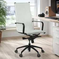 Poltrona da ufficio design Brenton, schienale alto, struttura nera, ecopelle