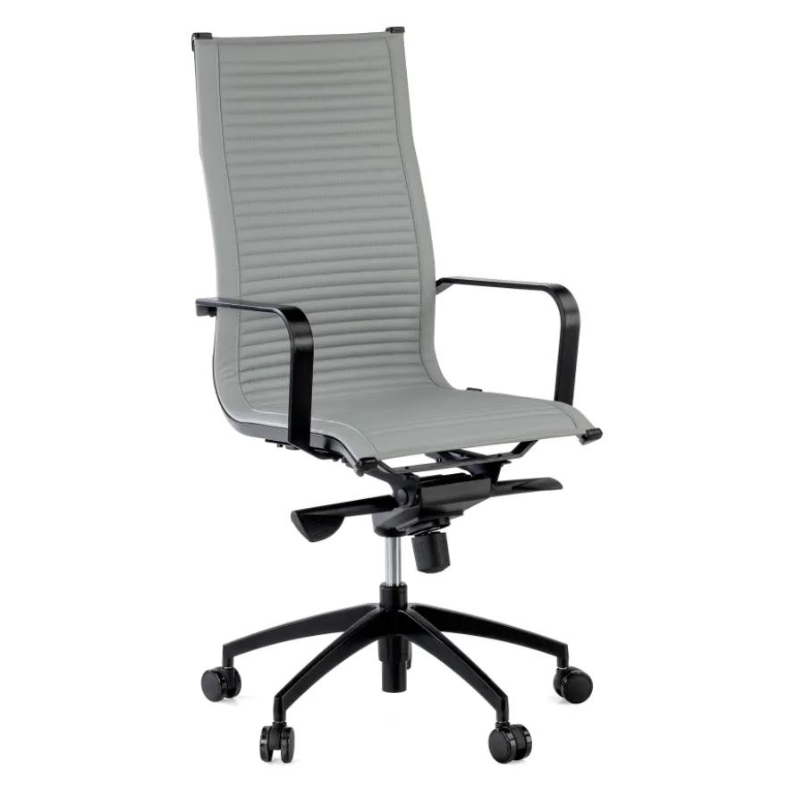 Poltrona da ufficio design Brenton, schienale alto, struttura nera, ecopelle