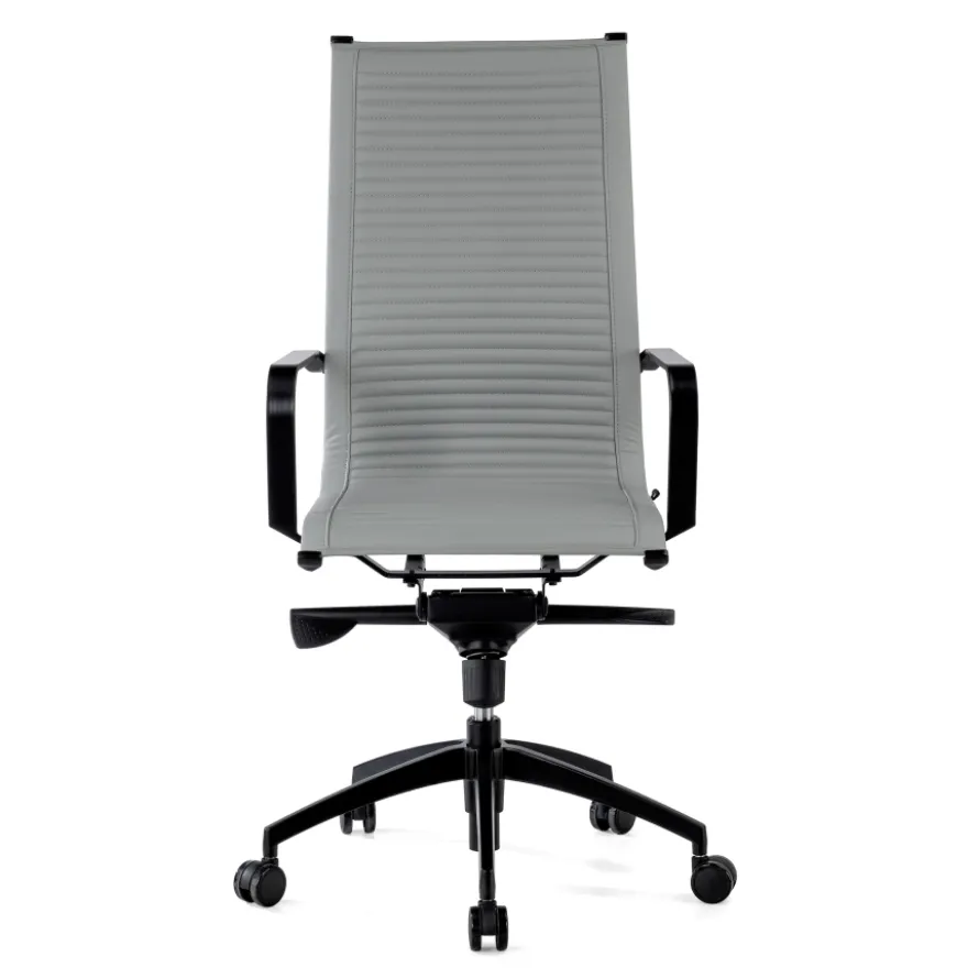Poltrona da ufficio design Brenton, schienale alto, struttura nera, ecopelle