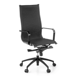 Poltrona da ufficio design Brenton, schienale alto, struttura nera, ecopelle