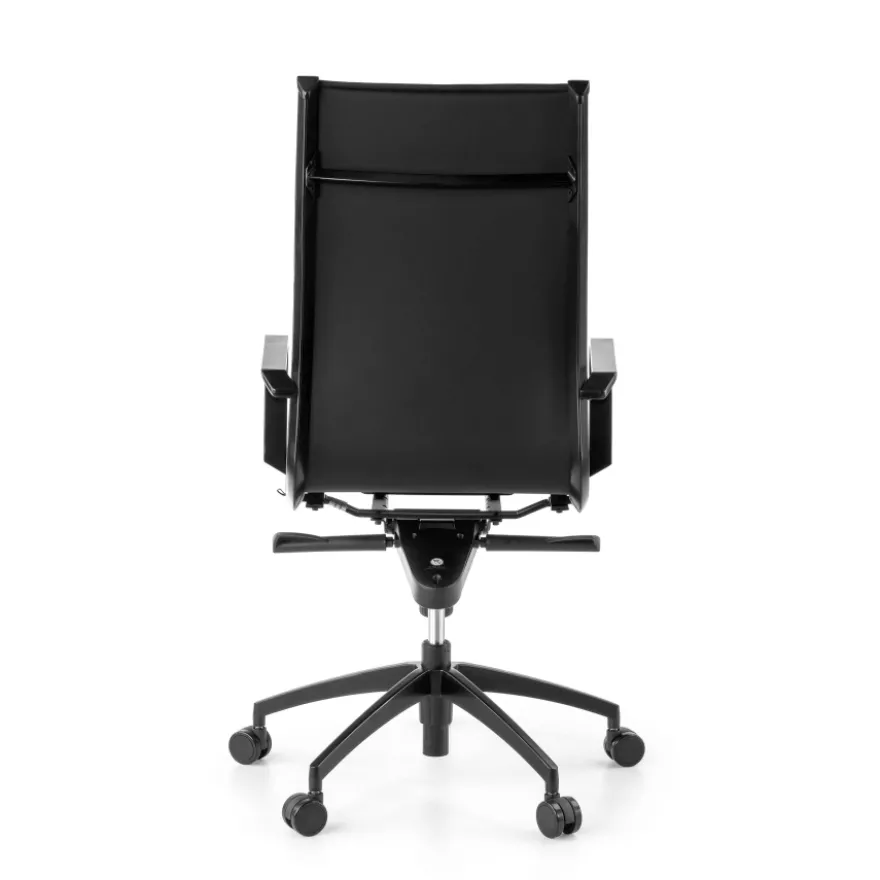 Poltrona da ufficio design Brenton, schienale alto, struttura nera, ecopelle
