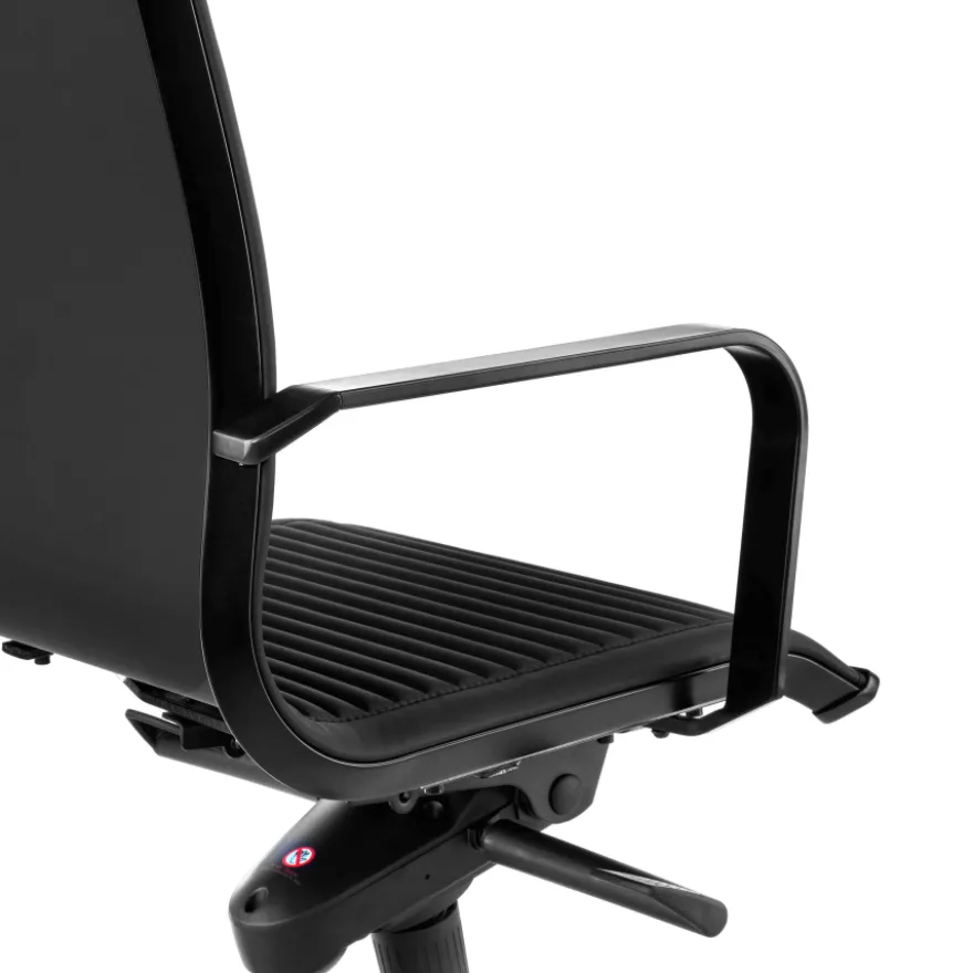 Poltrona da ufficio design Brenton, schienale alto, struttura nera, ecopelle