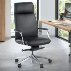 Poltrona direzionale Prestige, pelle naturale