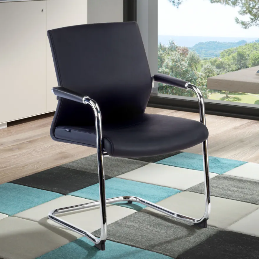 Poltrona Sala d'Atessa Adele, cantilever, Design Moderno, Pelle