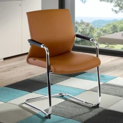 Poltrona Sala d'Atessa Adele, cantilever, Design Moderno, Pelle