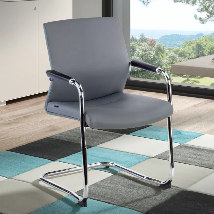 Poltrona Sala d'Atessa Adele, cantilever, Design Moderno, Pelle