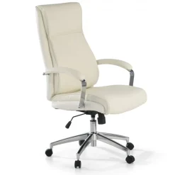 Poltrona Ufficio Counter, resistente fino a 150 kg, acciaio e pelle