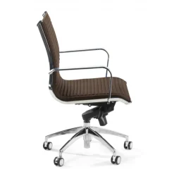 Poltrona ufficio design Brenton, telaio in acciaio, schienale basso