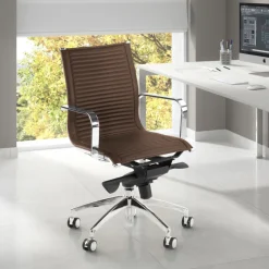 Poltrona ufficio design Brenton, telaio in acciaio, schienale basso