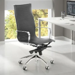 Poltrona ufficio design Brenton, telaio in acciaio, schienale alto
