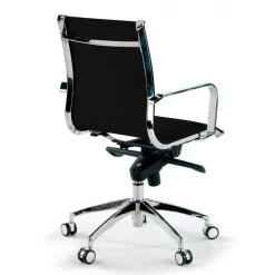 Poltrona ufficio design Brenton, telaio in acciaio, schienale basso