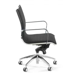 Poltrona ufficio design Brenton, telaio in acciaio, schienale basso