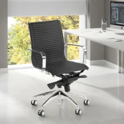 Poltrona ufficio design Brenton, telaio in acciaio, schienale basso