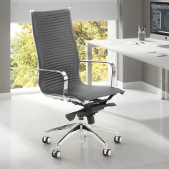 Poltrona ufficio design Brenton, telaio in acciaio, schienale alto