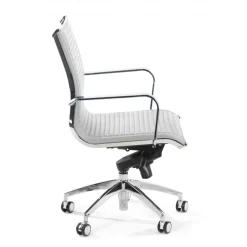 Poltrona ufficio design Brenton, telaio in acciaio, schienale basso