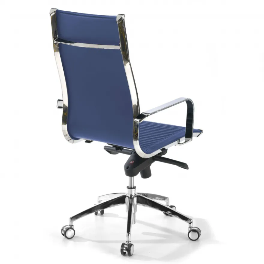 Poltrona ufficio design Brenton, telaio in acciaio, schienale alto