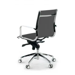 Poltrona ufficio design Brenton, telaio in acciaio, schienale basso