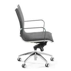 Poltrona ufficio design Brenton, telaio in acciaio, schienale basso