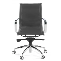 Poltrona ufficio design Brenton, telaio in acciaio, schienale basso