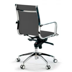 Poltrona ufficio design Brenton, telaio in acciaio, schienale basso