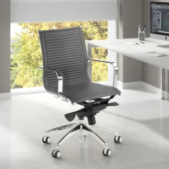 Poltrona ufficio design Brenton, telaio in acciaio, schienale basso
