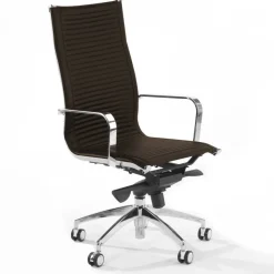 Poltrona ufficio design Brenton, telaio in acciaio, schienale alto