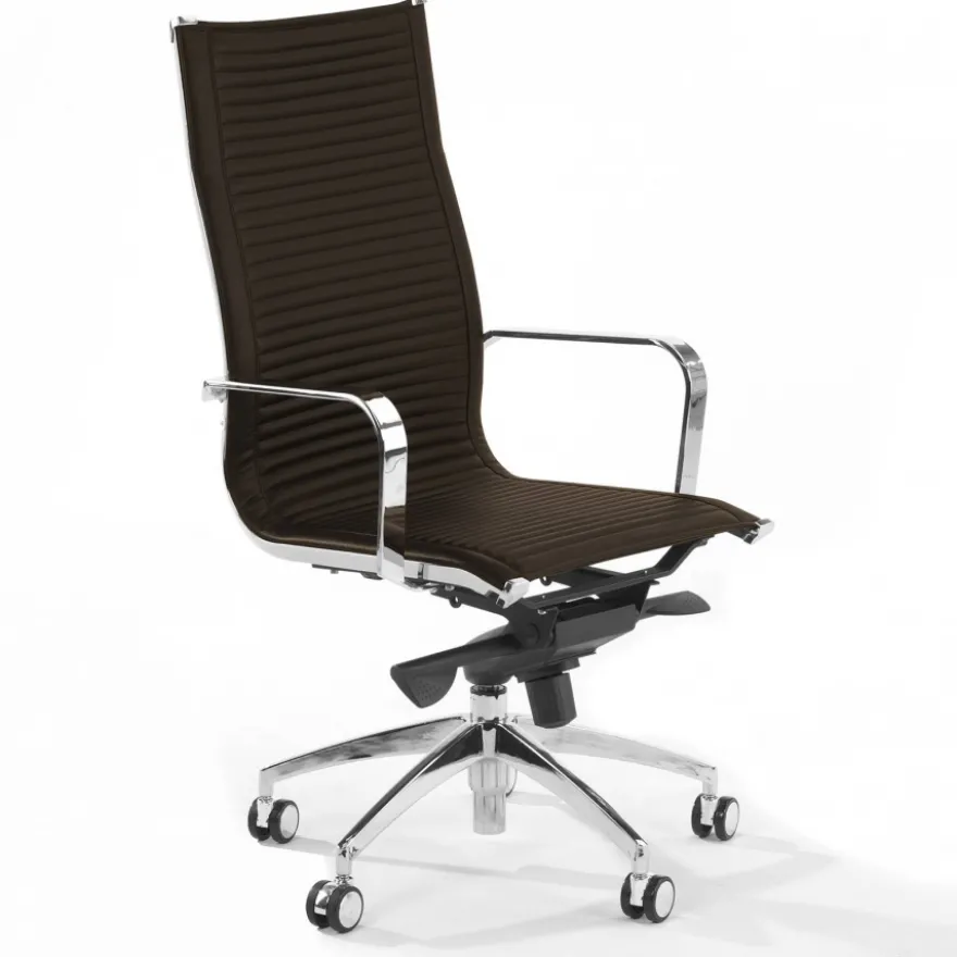 Poltrona ufficio design Brenton, telaio in acciaio, schienale alto