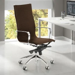Poltrona ufficio design Brenton, telaio in acciaio, schienale alto